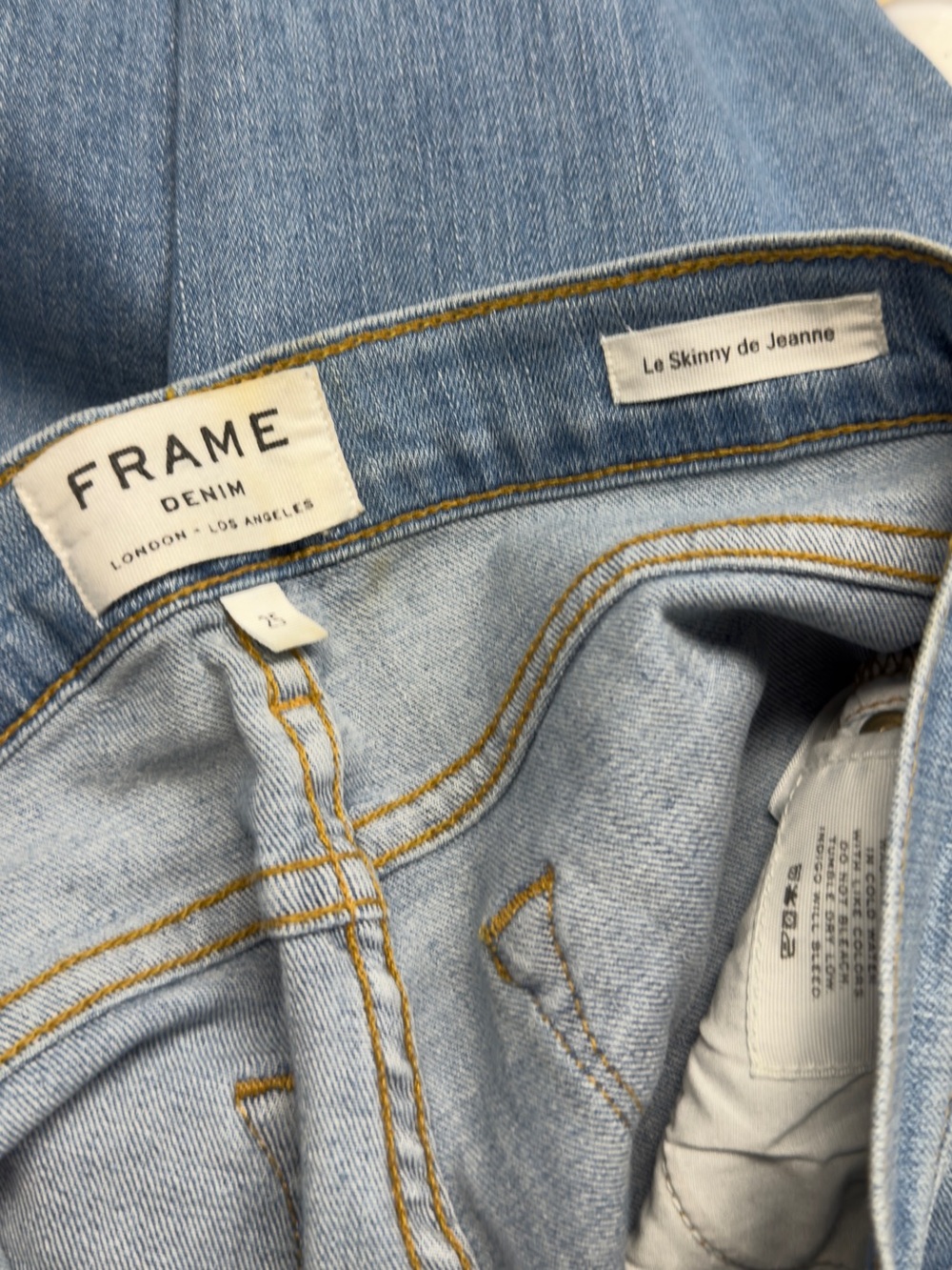 FRAME Le Skinny de Jeanne Light Wash Distressed Skinny Jeans Women’s Size 25 - Picture 5 of 6